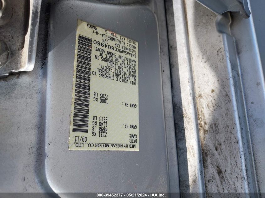 2012 Nissan Maxima 3.5 Sv VIN: 1N4AA5AP9CC804980 Lot: 39452377