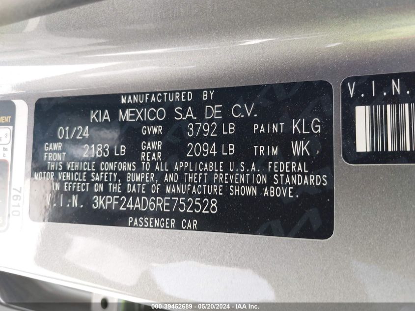 2024 KIA FORTE LXS - 3KPF24AD6RE752528