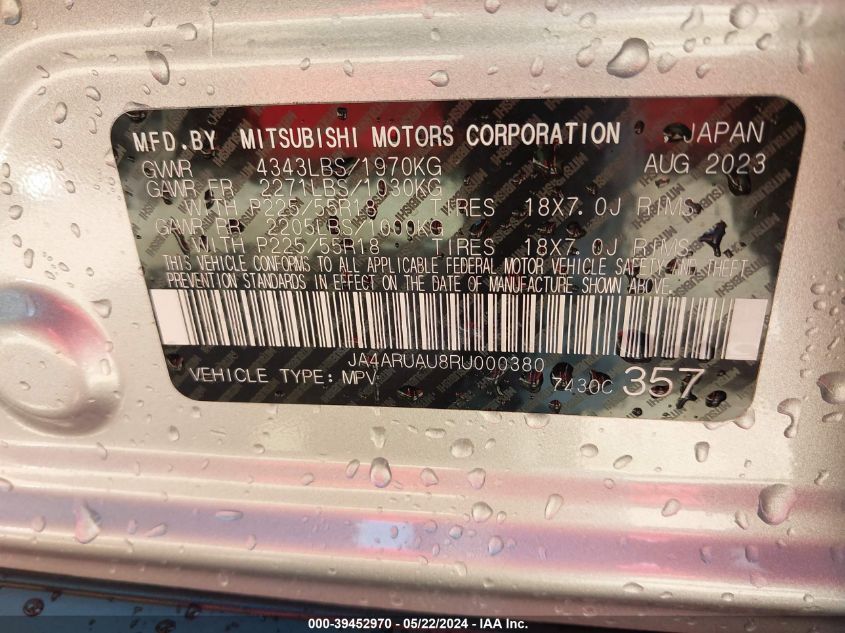 2024 MITSUBISHI OUTLANDER SPORT 2.0 ES AWC - JA4ARUAU8RU000380