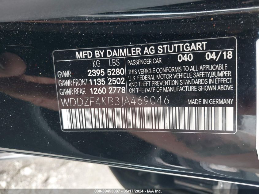 WDDZF4KB3JA469046 2018 Mercedes-Benz E 300 4Matic