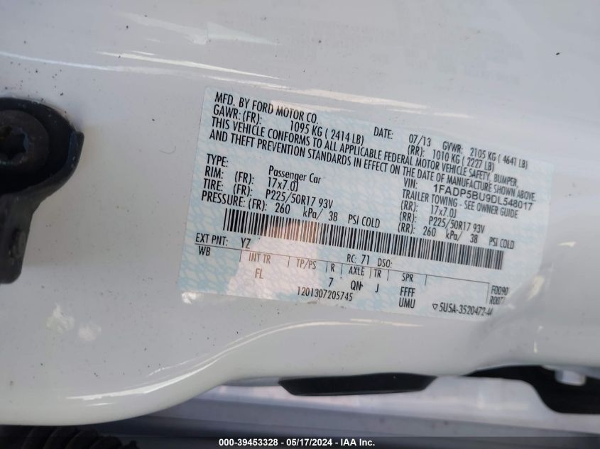 1FADP5BU9DL548017 2013 Ford C-Max Hybrid Sel