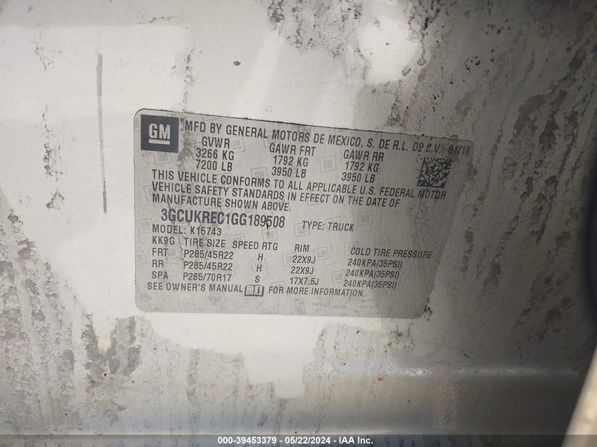 2016 CHEVROLET SILVERADO 1500 1LT - 3GCUKREC1GG189508