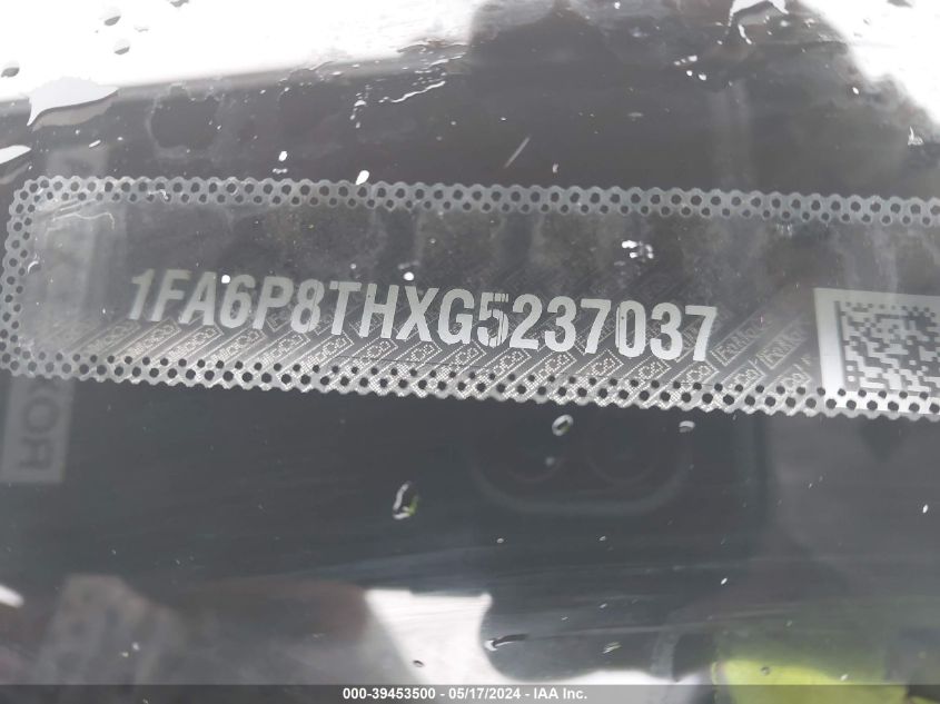 2016 Ford Mustang Ecoboost VIN: 1FA6P8THXG5237037 Lot: 39453500