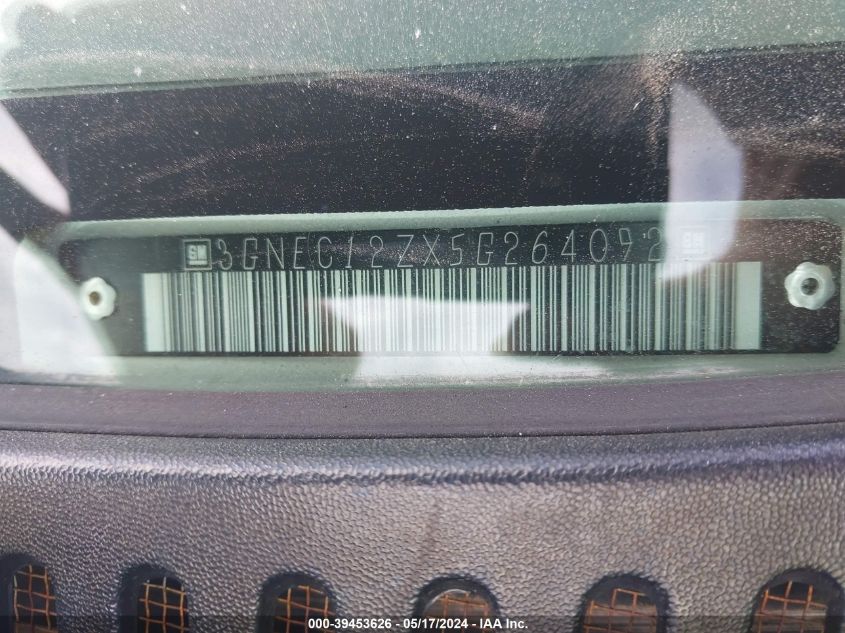 2005 Chevrolet Avalanche 1500 Z66 VIN: 3GNEC12ZX5G264092 Lot: 39453626