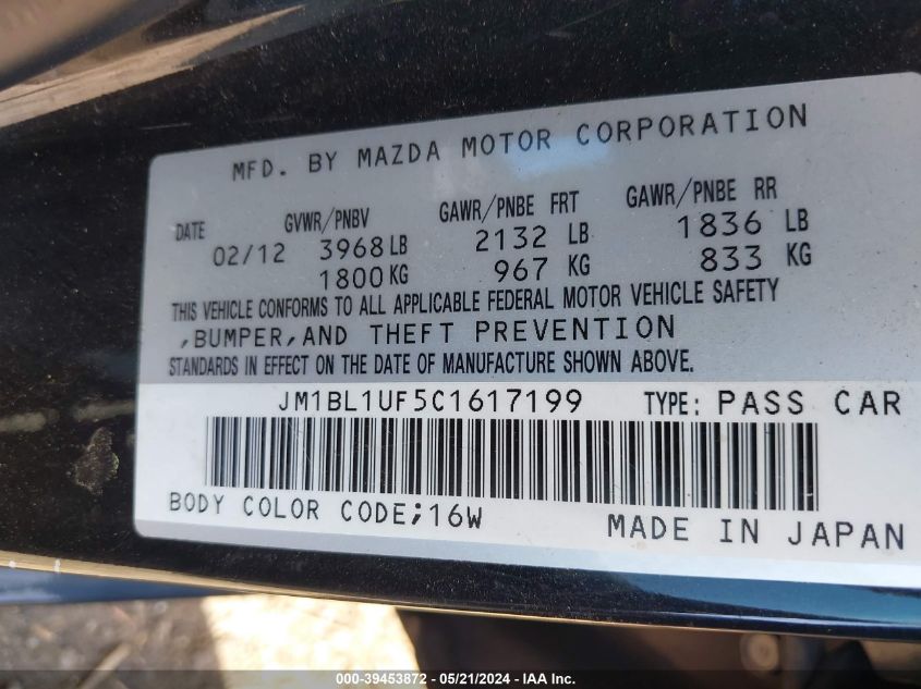 2012 Mazda Mazda3 I Sport VIN: JM1BL1UF5C1617199 Lot: 39453872