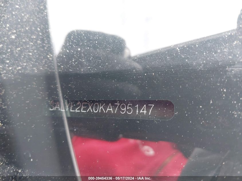 2019 Land Rover Range Rover Velar P250 R-Dynamic Se VIN: SALYL2EX0KA795147 Lot: 39454336