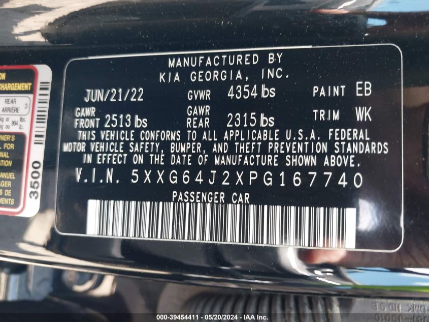 2023 Kia K5 Gt-Line VIN: 5XXG64J2XPG167740 Lot: 39454411