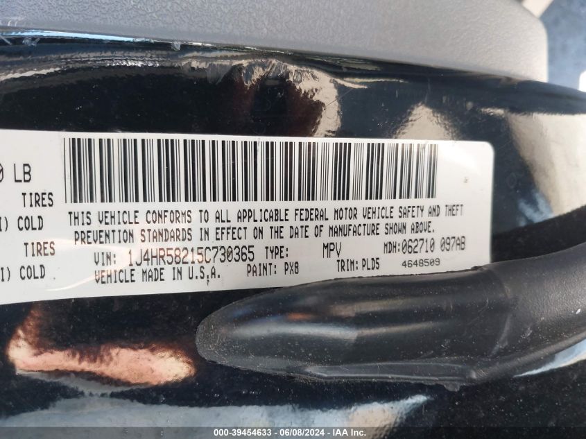 2005 Jeep Grand Cherokee Limited VIN: 1J4HR58215C730365 Lot: 39454633