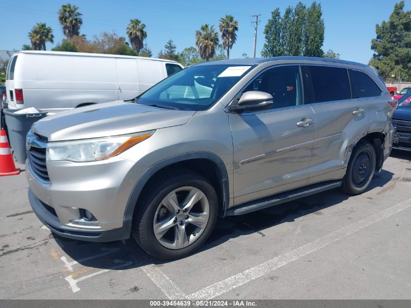 2014 Toyota Highlander Limited V6 VIN: 5TDDKRFH0ES030309 Lot: 39454639