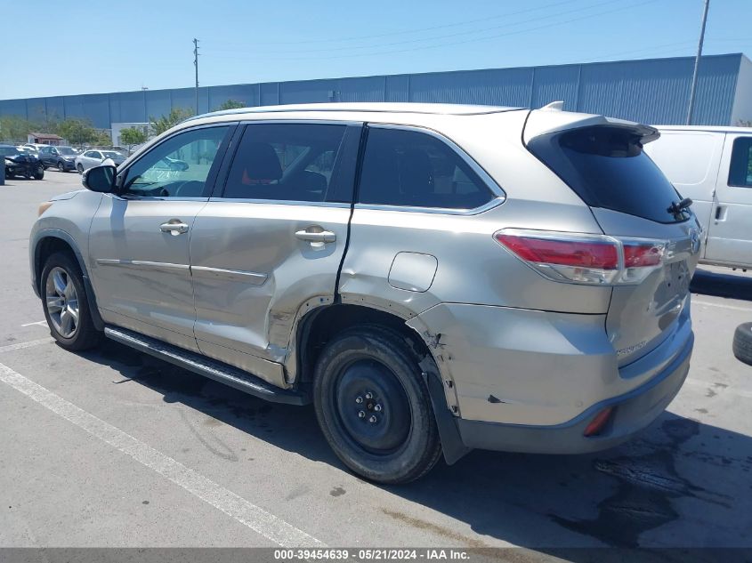 2014 Toyota Highlander Limited V6 VIN: 5TDDKRFH0ES030309 Lot: 39454639