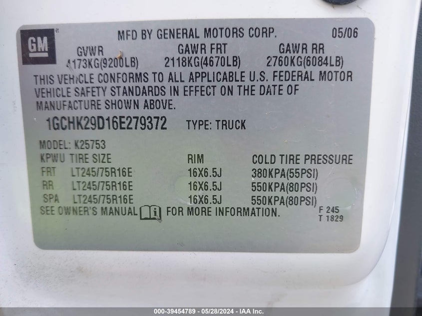 2006 Chevrolet Silverado 2500Hd Lt3 VIN: 1GCHK29D16E279372 Lot: 39454789