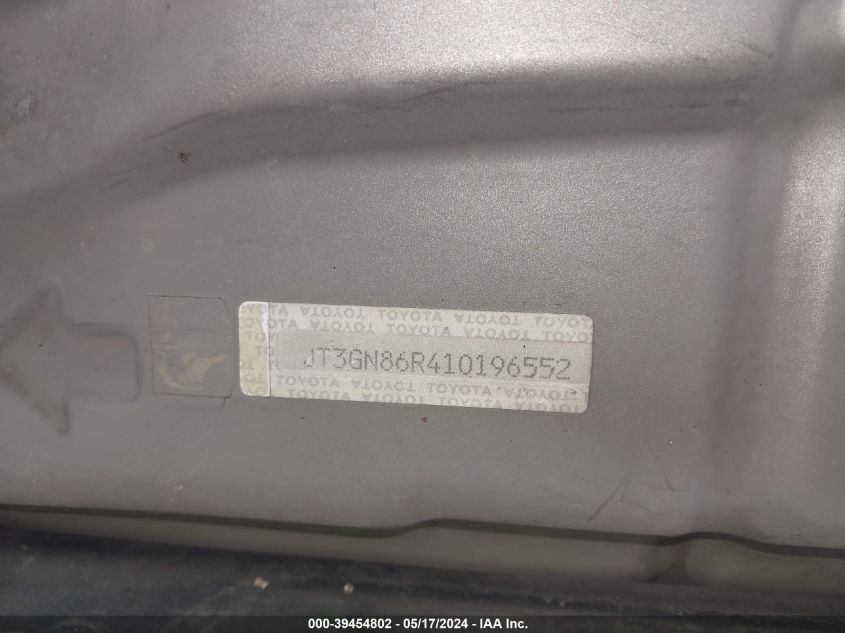 2001 Toyota 4Runner Sr5 V6 VIN: JT3GN86R410196552 Lot: 39454802