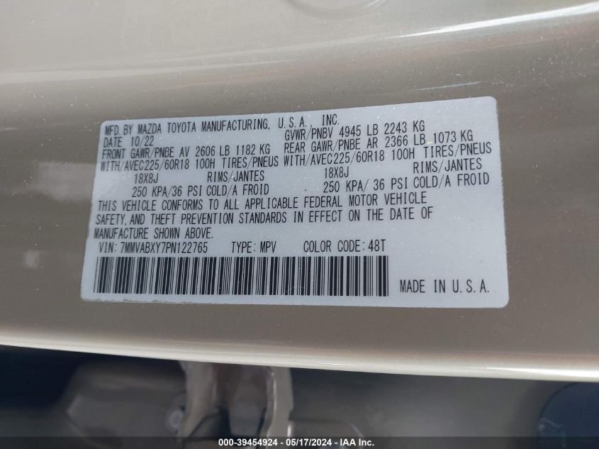 2023 Mazda Cx-50 2.5 Turbo Meridian Edition VIN: 7MMVABXY7PN122765 Lot: 39454924