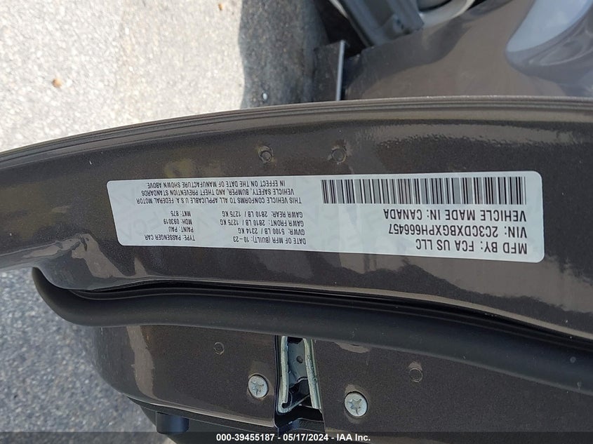 2023 Dodge Charger Sxt VIN: 2C3CDXBGXPH666457 Lot: 39455187