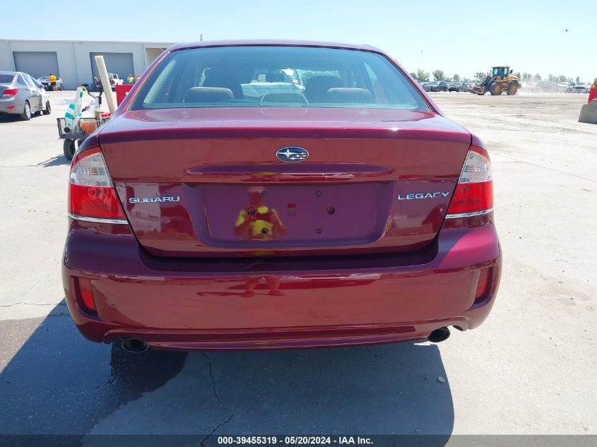 2009 Subaru Legacy 2.5I VIN: 4S3BL616797228278 Lot: 39455319