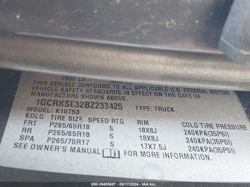 2011 Chevrolet Silverado 1500 Lt VIN: 1GCRKSE32BZ233425 Lot: 39455687