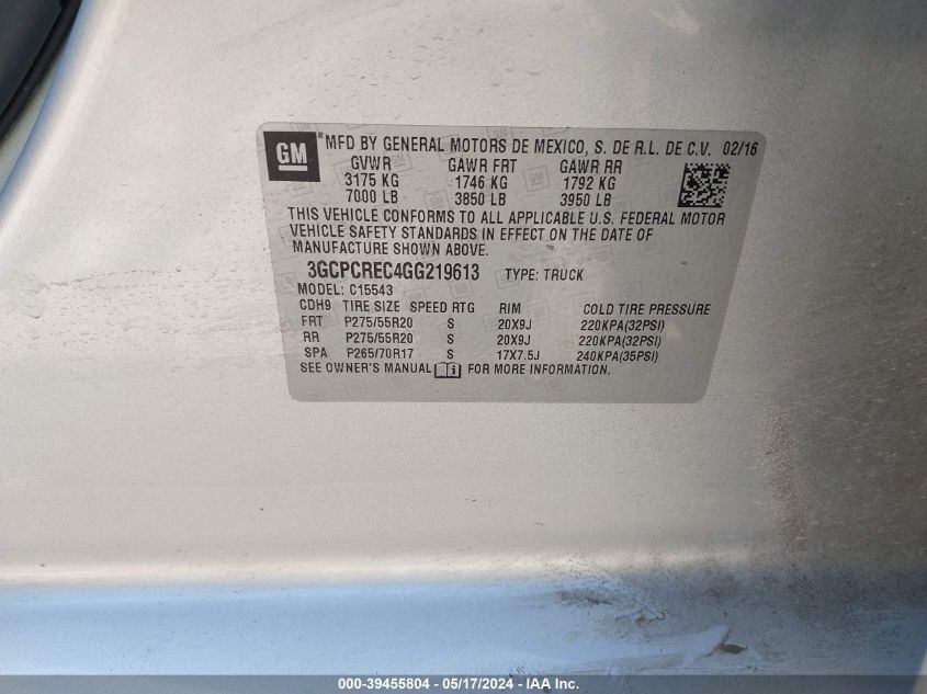 2016 CHEVROLET SILVERADO 1500 1LT - 3GCPCREC4GG219613