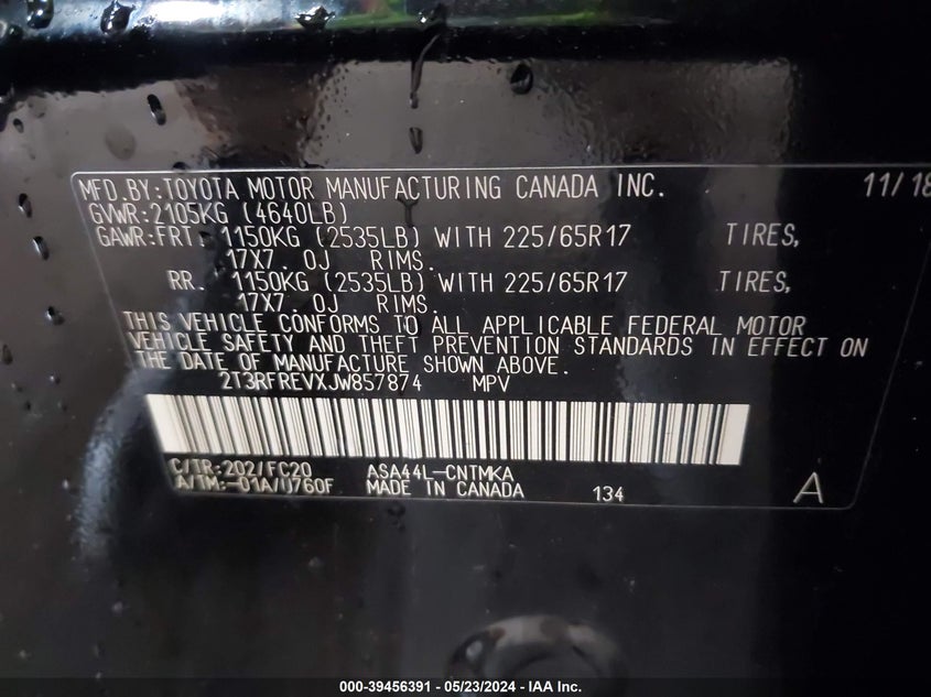 2018 TOYOTA RAV4 XLE - 2T3RFREVXJW857874