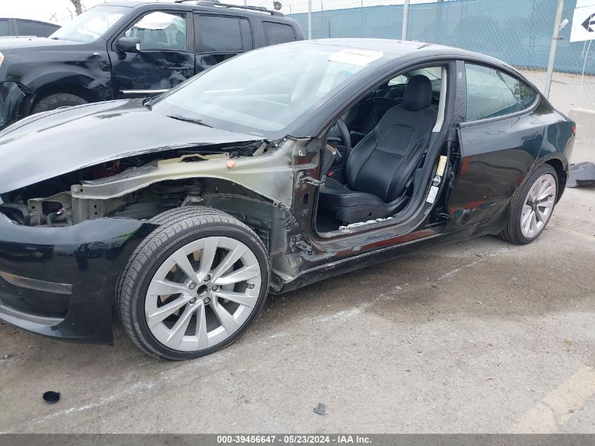 2022 Tesla Model 3 Rear-Wheel Drive VIN: 5YJ3E1EA3NF129087 Lot: 39456647