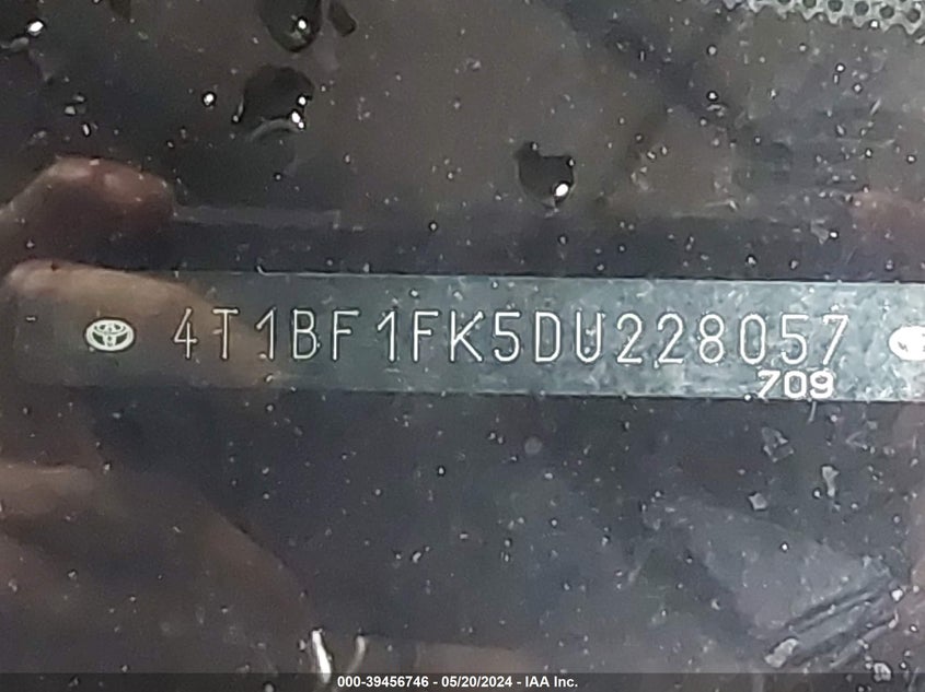 2013 Toyota Camry Le VIN: 4T1BF1FK5DU228057 Lot: 39456746