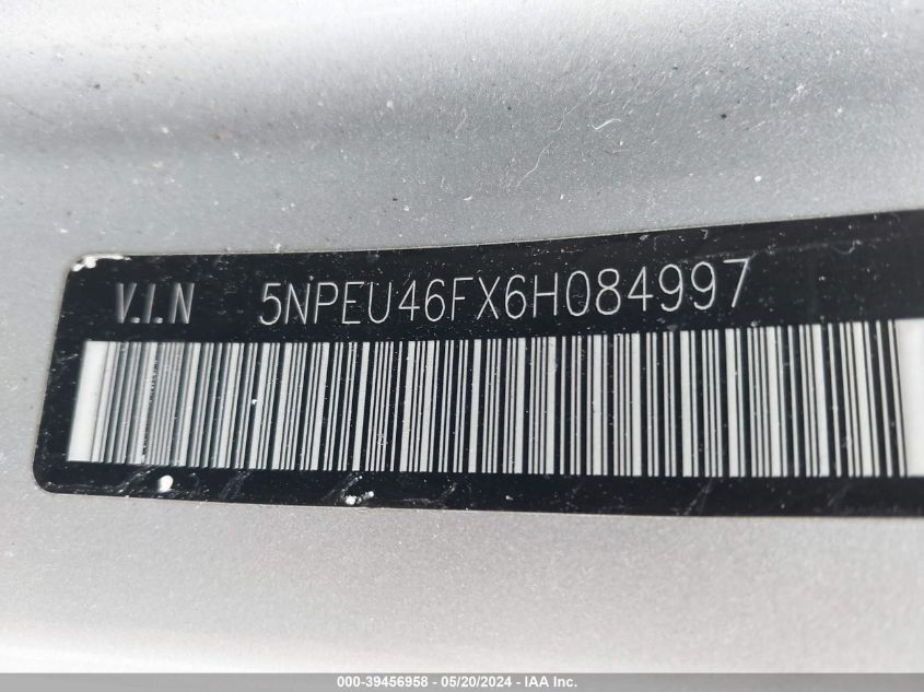 2006 Hyundai Sonata Gls V6/Lx V6 VIN: 5NPEU46FX6H084997 Lot: 39456958