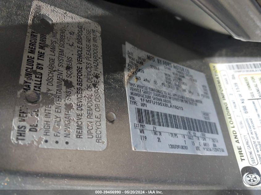 2008 Ford Expedition Limited VIN: 1FMFU195X8LA19213 Lot: 39456990