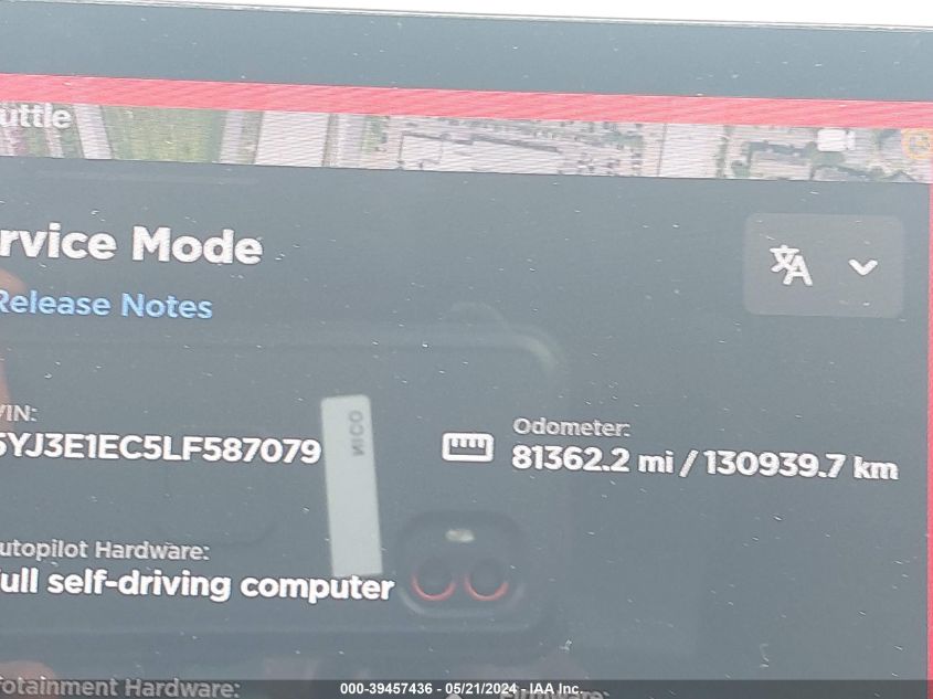 2020 Tesla Model 3 Performance Dual Motor All-Wheel Drive VIN: 5YJ3E1EC5LF587079 Lot: 39457436