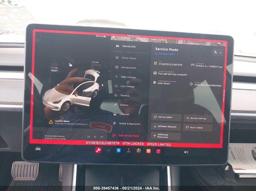 2020 Tesla Model 3 Performance Dual Motor All-Wheel Drive VIN: 5YJ3E1EC5LF587079 Lot: 39457436