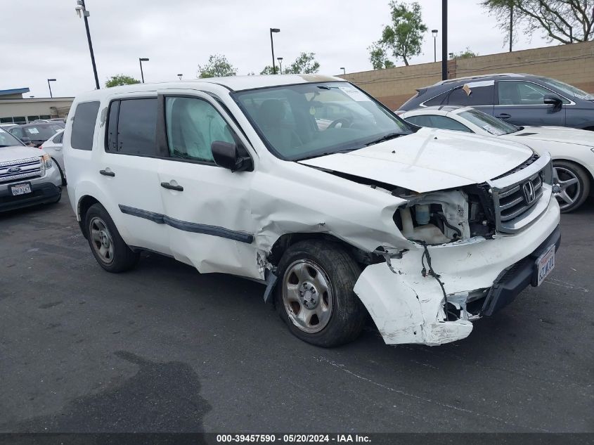 2013 Honda Pilot Lx VIN: 5FNYF3H25DB018414 Lot: 39457590