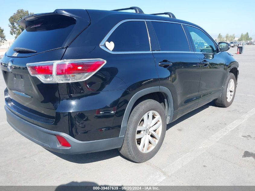 5TDZKRFH6GS133985 2016 Toyota Highlander Le V6