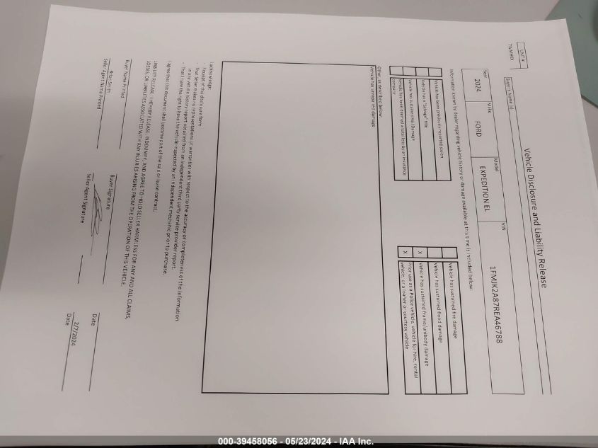 2024 Ford Expedition Limited Max VIN: 1FMJK2A87REA46788 Lot: 39458056