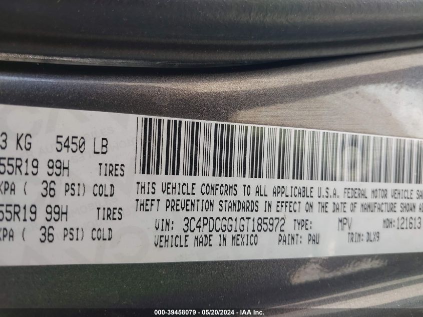 2016 Dodge Journey Crossroad Plus VIN: 3C4PDCGG1GT185972 Lot: 39458079