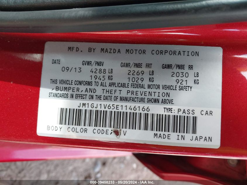 2014 MAZDA MAZDA6 I TOURING - JM1GJ1V65E1146166