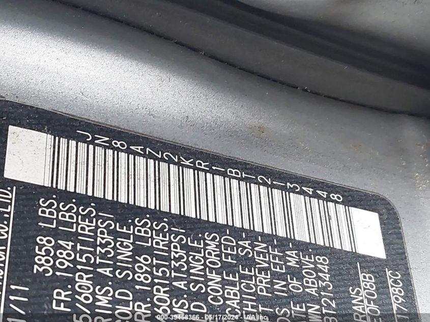 2011 Nissan Cube 1.8S VIN: JN8AZ2KR1BT213448 Lot: 39458366