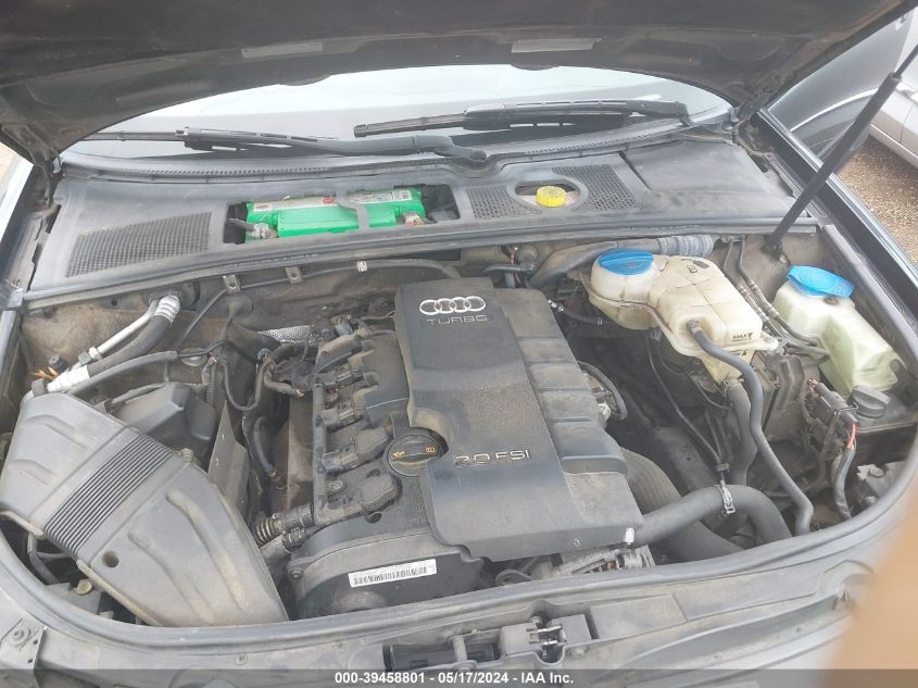 2008 Audi A4 2.0T VIN: WAUAF48H48K000293 Lot: 39458801