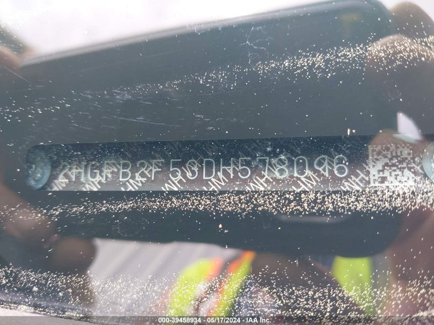 2013 Honda Civic Lx VIN: 2HGFB2F53DH578096 Lot: 39458934