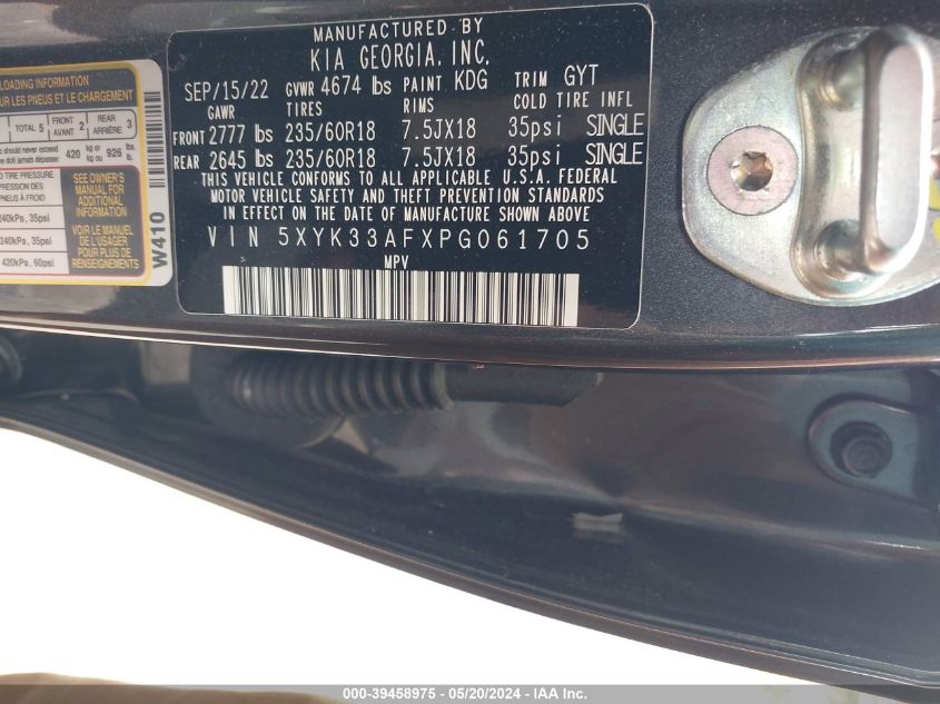 2023 Kia Sportage Ex VIN: 5XYK33AFXPG061705 Lot: 39458975