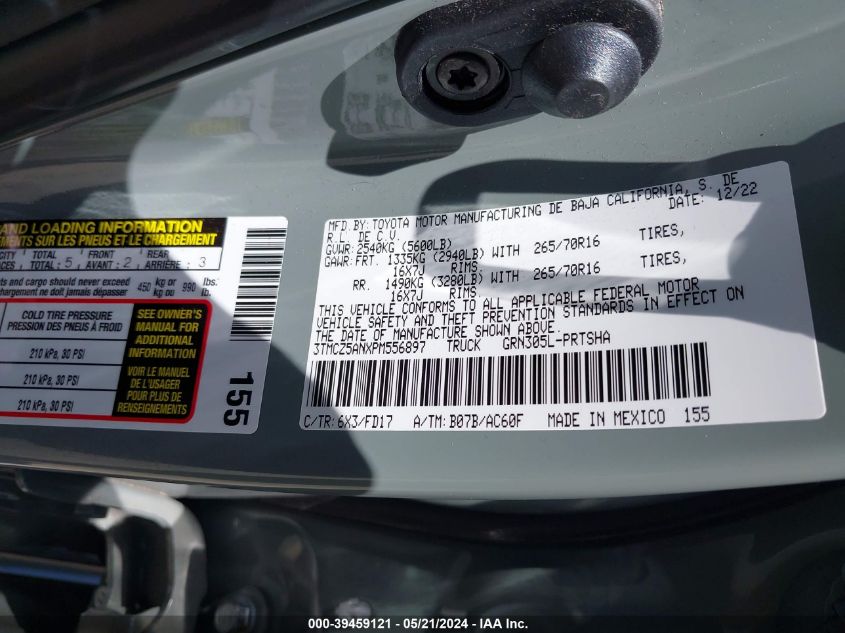 2023 Toyota Tacoma Trd Off Road VIN: 3TMCZ5ANXPM556897 Lot: 39459121