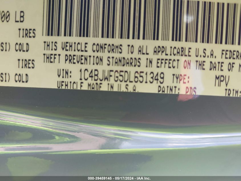 2013 Jeep Wrangler Unlimited Rubicon 10Th Anniversary VIN: 1C4BJWFG5DL651349 Lot: 39459145