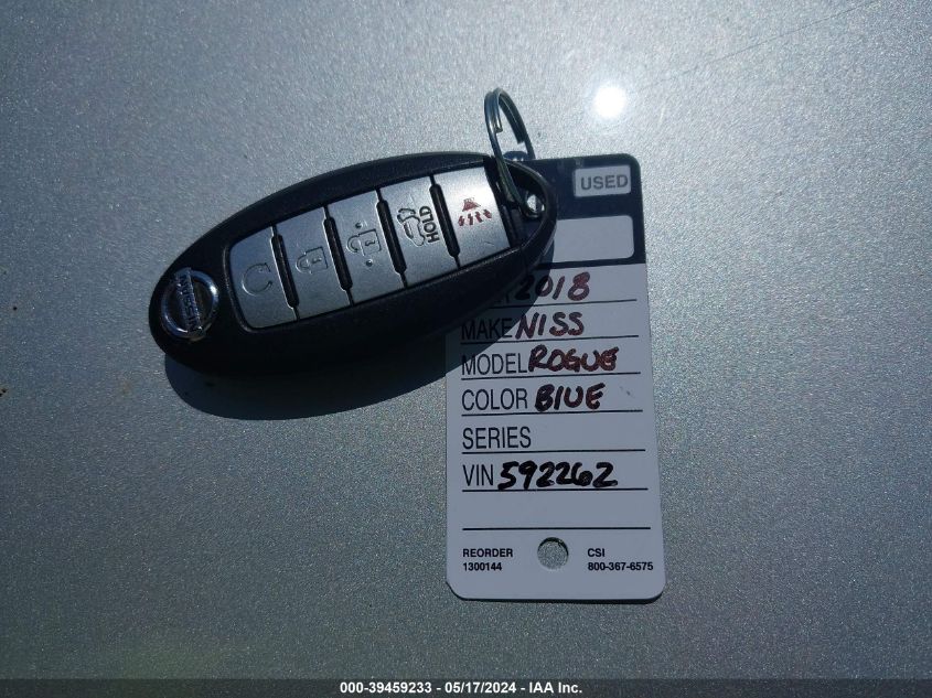 2018 Nissan Rogue Sv VIN: KNMAT2MV9JP592262 Lot: 39459233