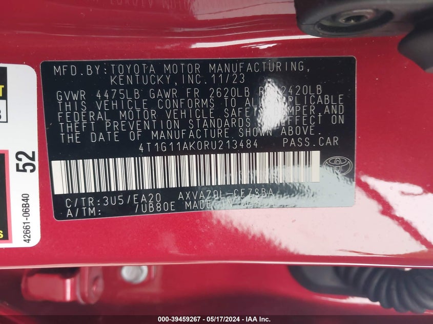 2024 TOYOTA CAMRY SE - 4T1G11AK0RU213484