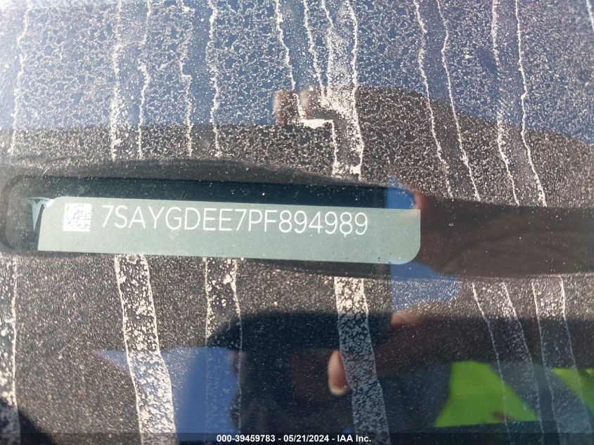 2023 Tesla Model Y Awd/Long Range Dual Motor All-Wheel Drive VIN: 7SAYGDEE7PF894989 Lot: 39459783