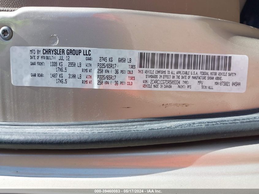 2013 CHRYSLER TOWN & COUNTRY TOURING-L - 2C4RC1CG7DR509334