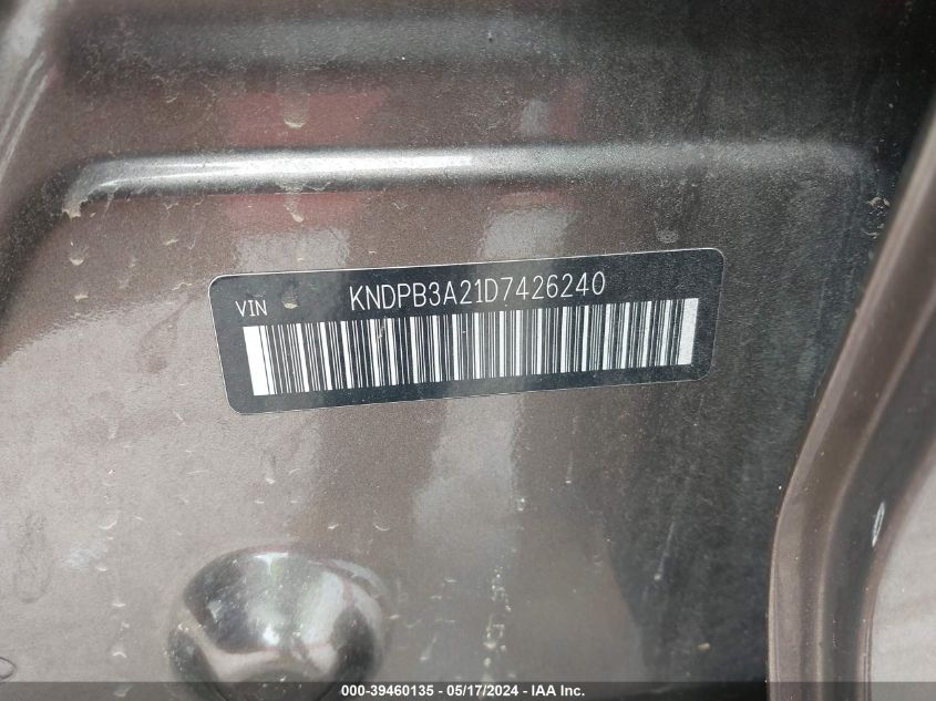 2013 Kia Sportage Lx VIN: KNDPB3A21D7426240 Lot: 39460135
