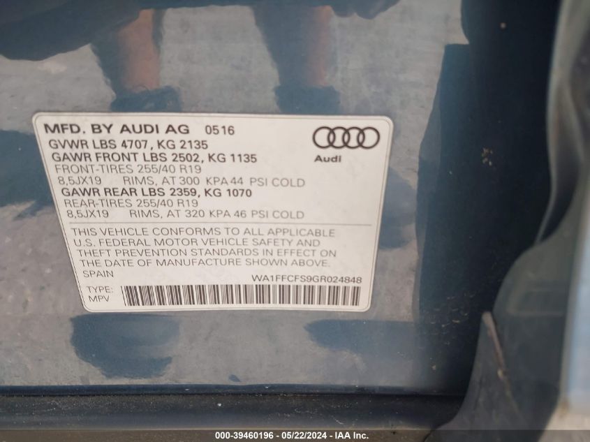 WA1FFCFS9GR024848 2016 Audi Q3 2.0T Premium Plus