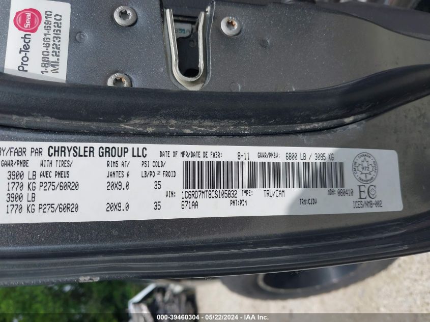 2012 Ram 1500 Sport VIN: 1C6RD7MT8CS105832 Lot: 39460304