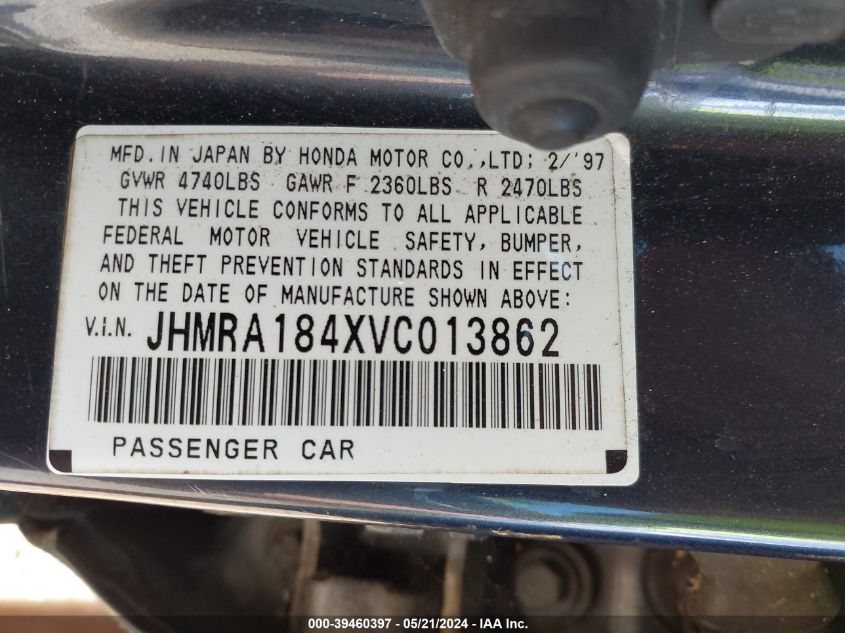 JHMRA184XVC013862 1997 Honda Odyssey Lx