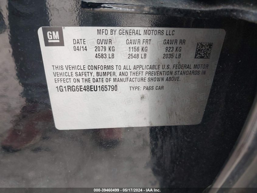 2014 Chevrolet Volt VIN: 1G1RG6E48EU165790 Lot: 39460499