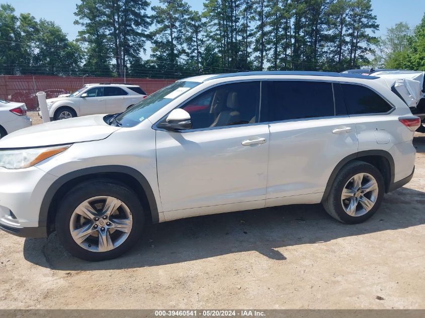 2014 Toyota Highlander Limited V6 VIN: 5TDYKRFH5ES035863 Lot: 39460541