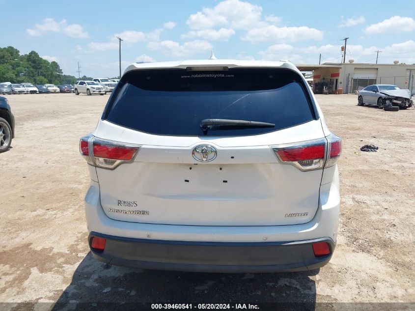 2014 Toyota Highlander Limited V6 VIN: 5TDYKRFH5ES035863 Lot: 39460541